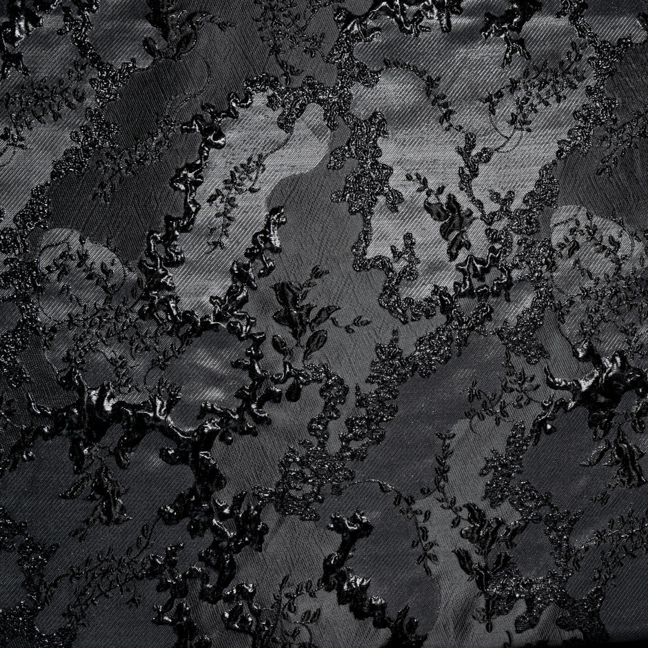 Black Floral Jacquard Cloqué