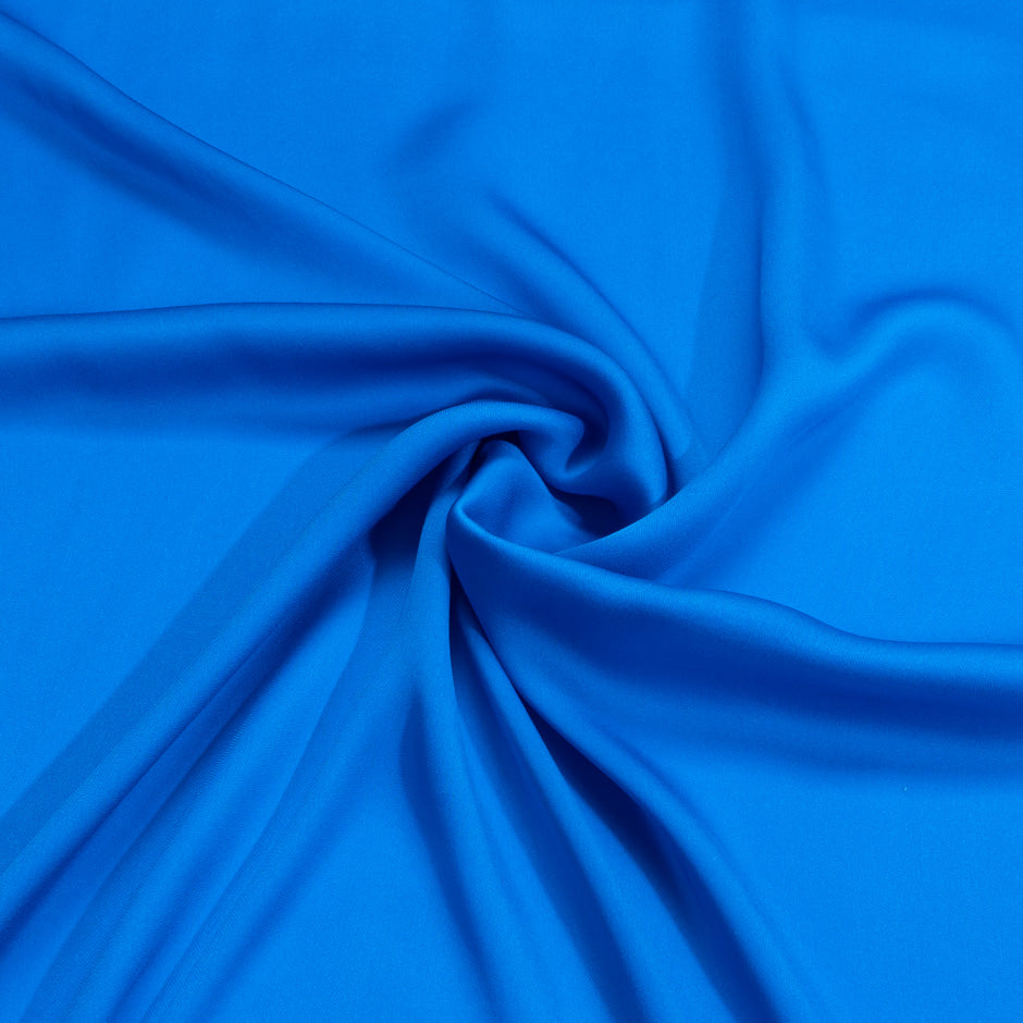 Deep Sky Blue Silk Satinised Chiffon