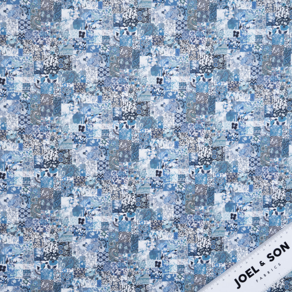 Blue 'Archive Patchwork' Liberty Cotton Tana Lawn
