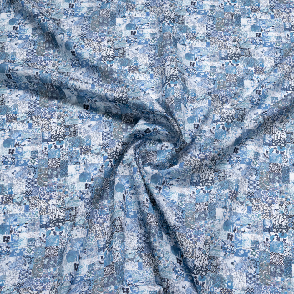 Blue 'Archive Patchwork' Liberty Cotton Tana Lawn