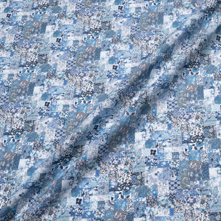 Blue 'Archive Patchwork' Liberty Cotton Tana Lawn