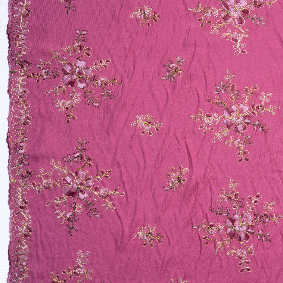 Embroidered Floral Fuchsia Pink Cotton