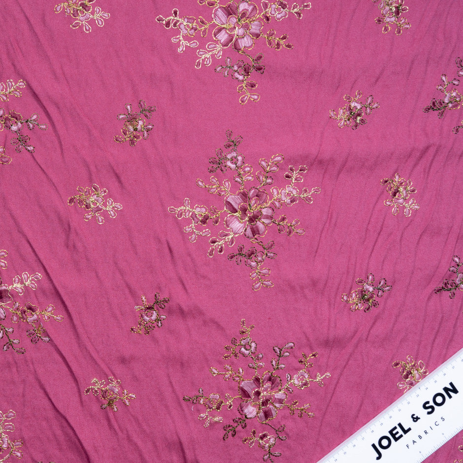 Embroidered Floral Fuchsia Pink Cotton
