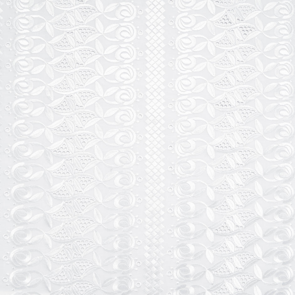 White Embroidered Cotton Voile