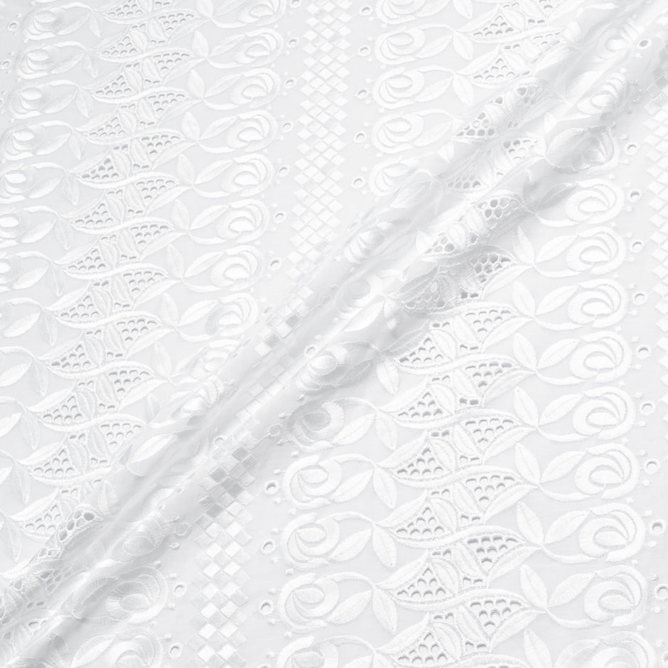 White Embroidered Cotton Voile