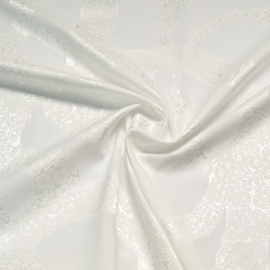 Ivory Floral Jacquard Cotton Blend