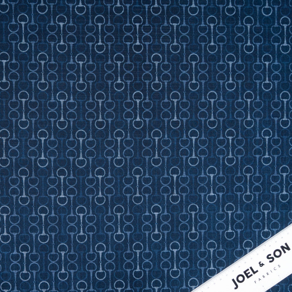 Geometric Horse Bit Printed Stretch Denim