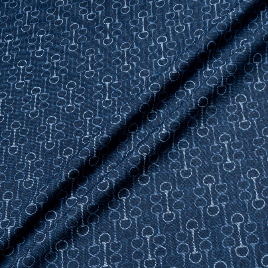 Geometric Horse Bit Printed Stretch Denim