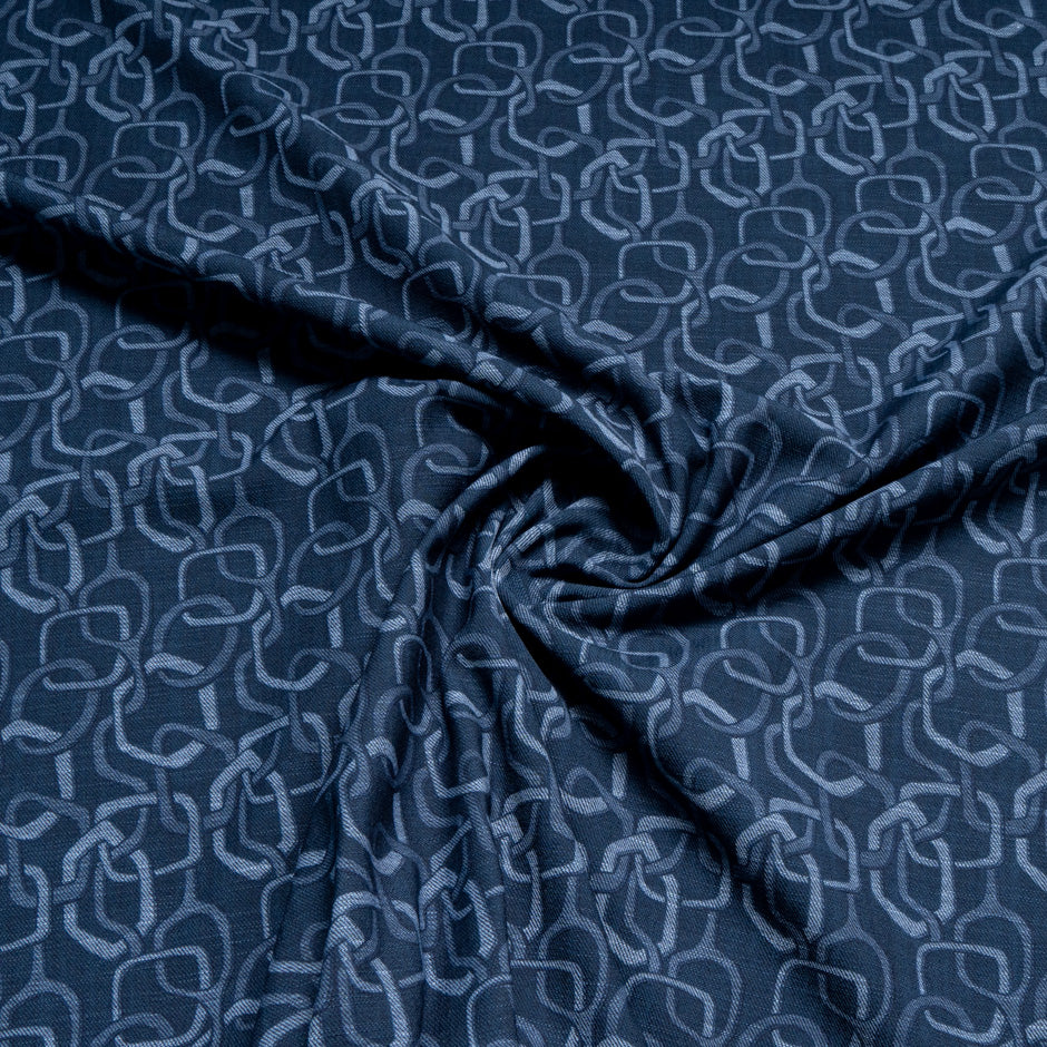 Geometric Printed Stretch Cotton Denim