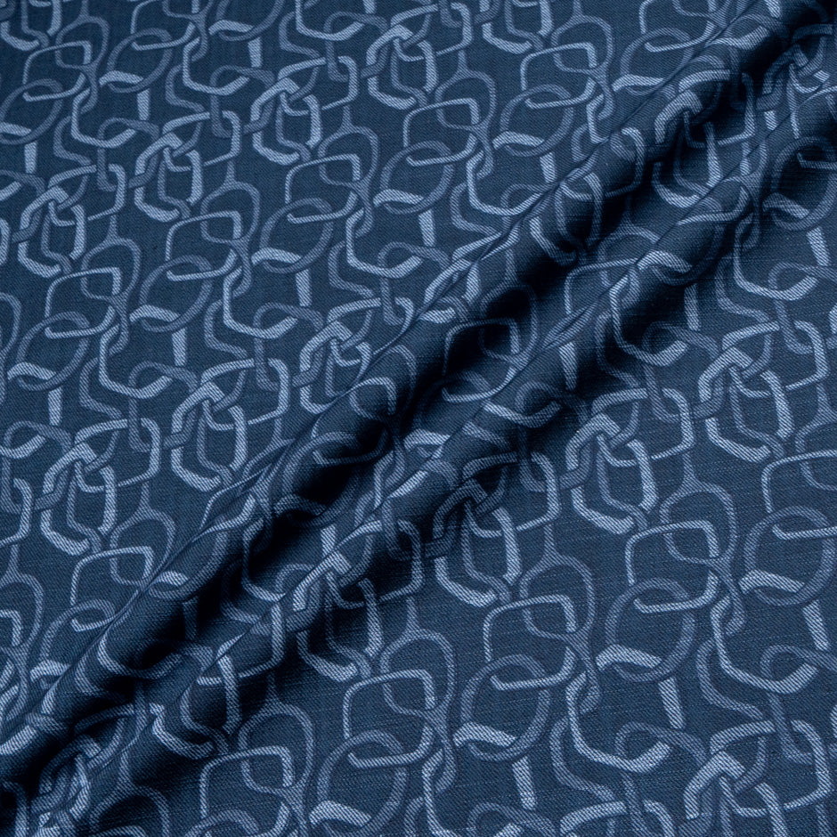 Geometric Printed Stretch Cotton Denim