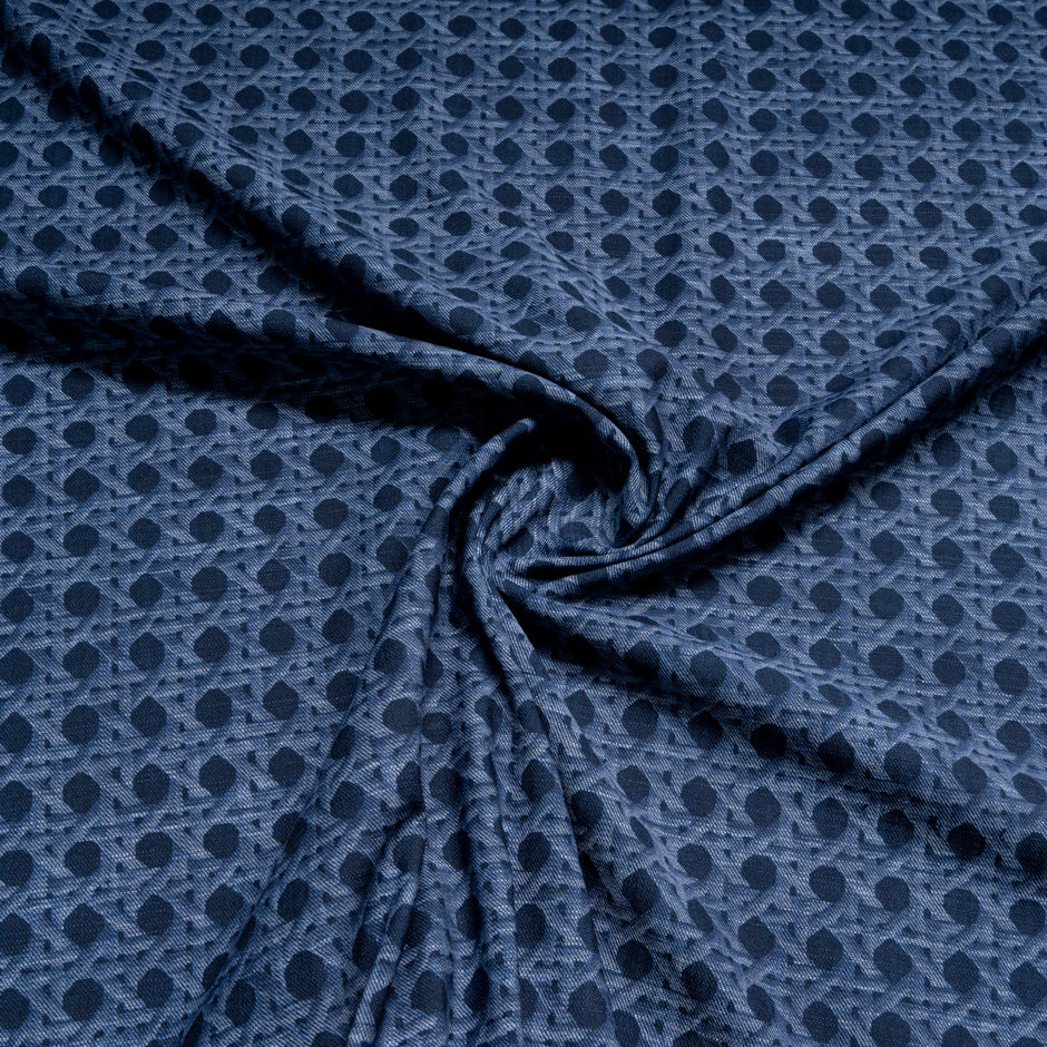 Dark Wicker Printed Stretch Cotton Denim