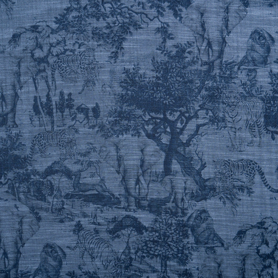 Jungle Theme Printed Stretch Cotton Denim