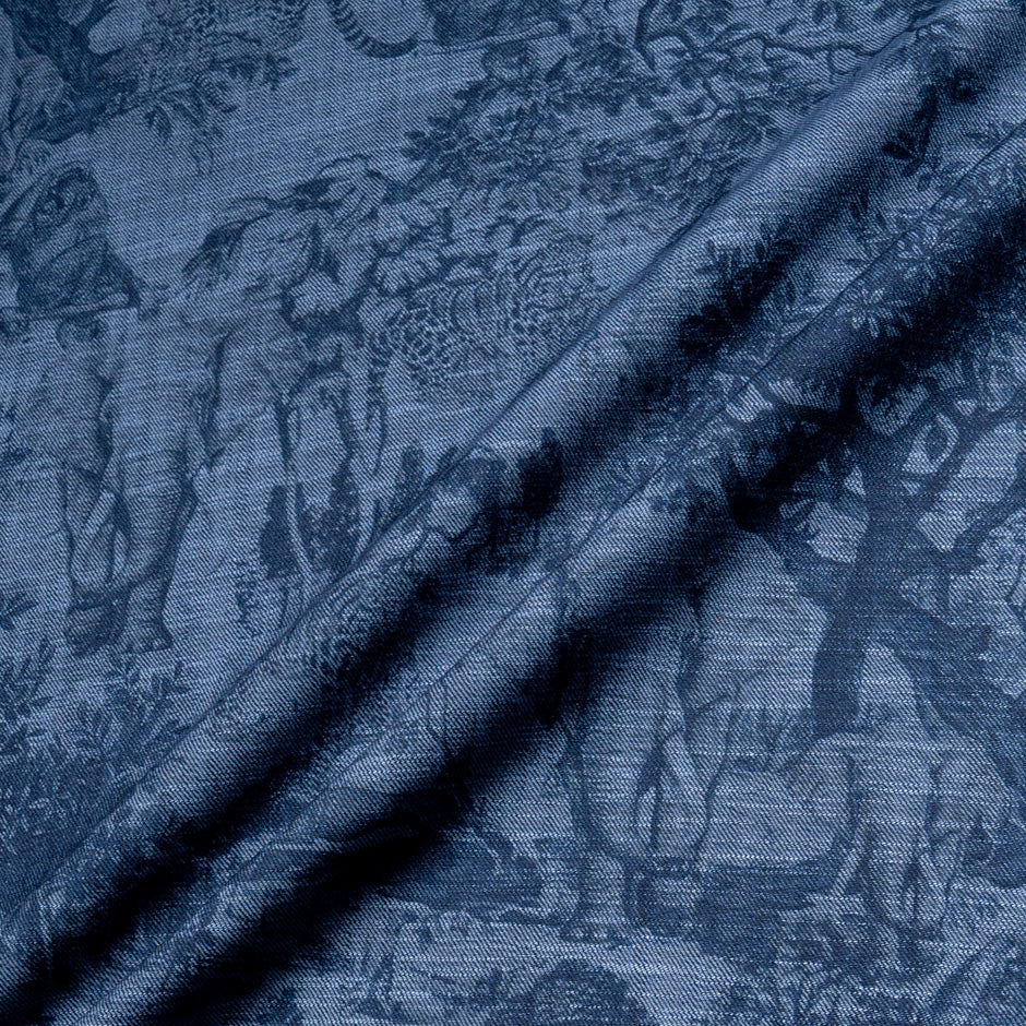 Jungle Theme Printed Stretch Cotton Denim