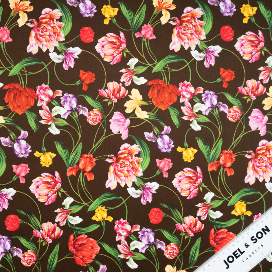 Multi Floral Printed Brown Luxury Cotton
