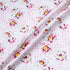White & Pink Floral Printed Dogtooth Cotton