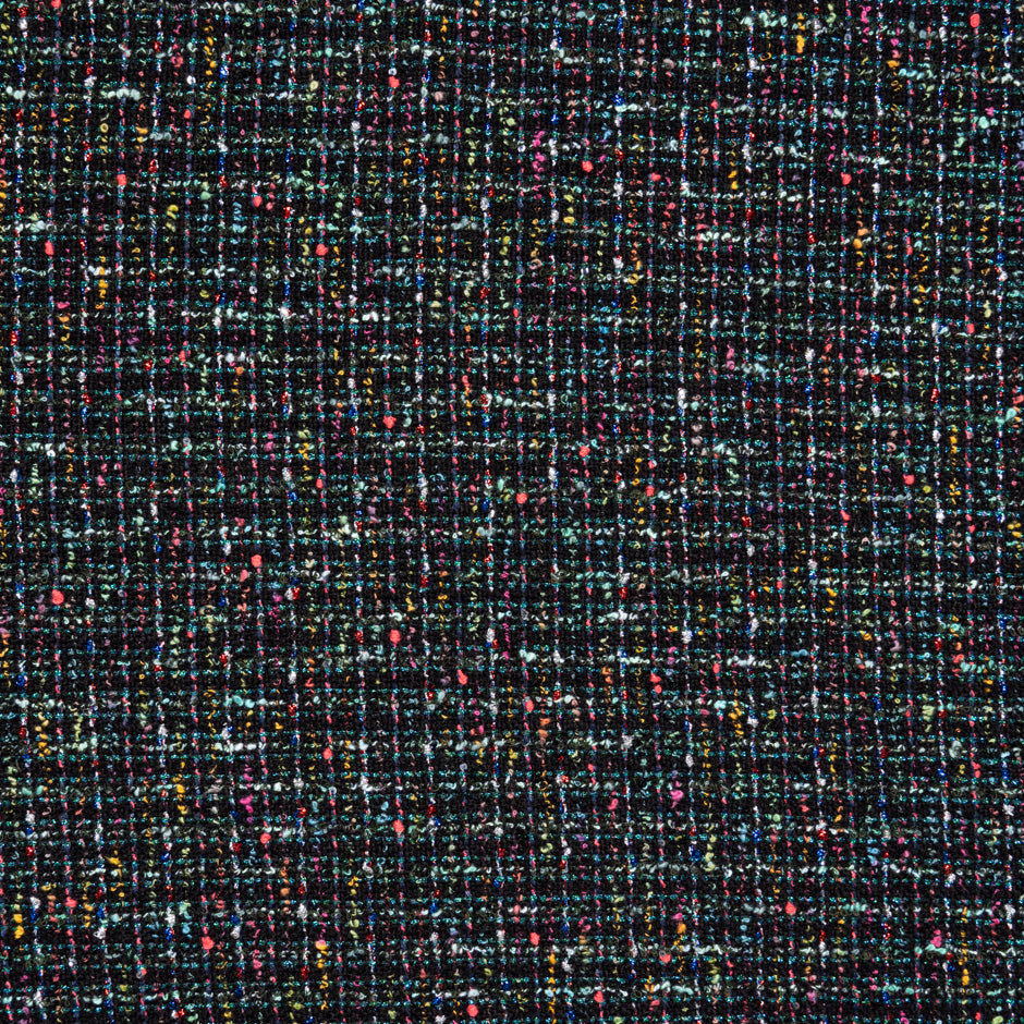 Multi-Coloured Metallic Black Blended Bouclé