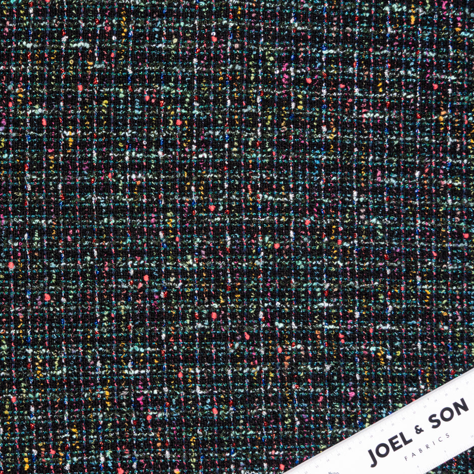 Multi-Coloured Metallic Black Blended Bouclé