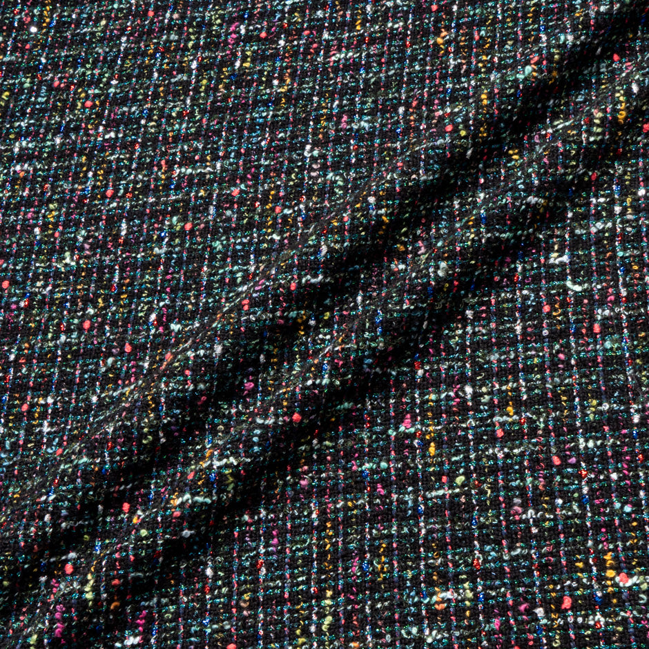 Multi-Coloured Metallic Black Blended Bouclé
