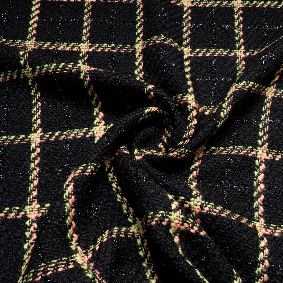 Checkered & Black Wool Blend Bouclé