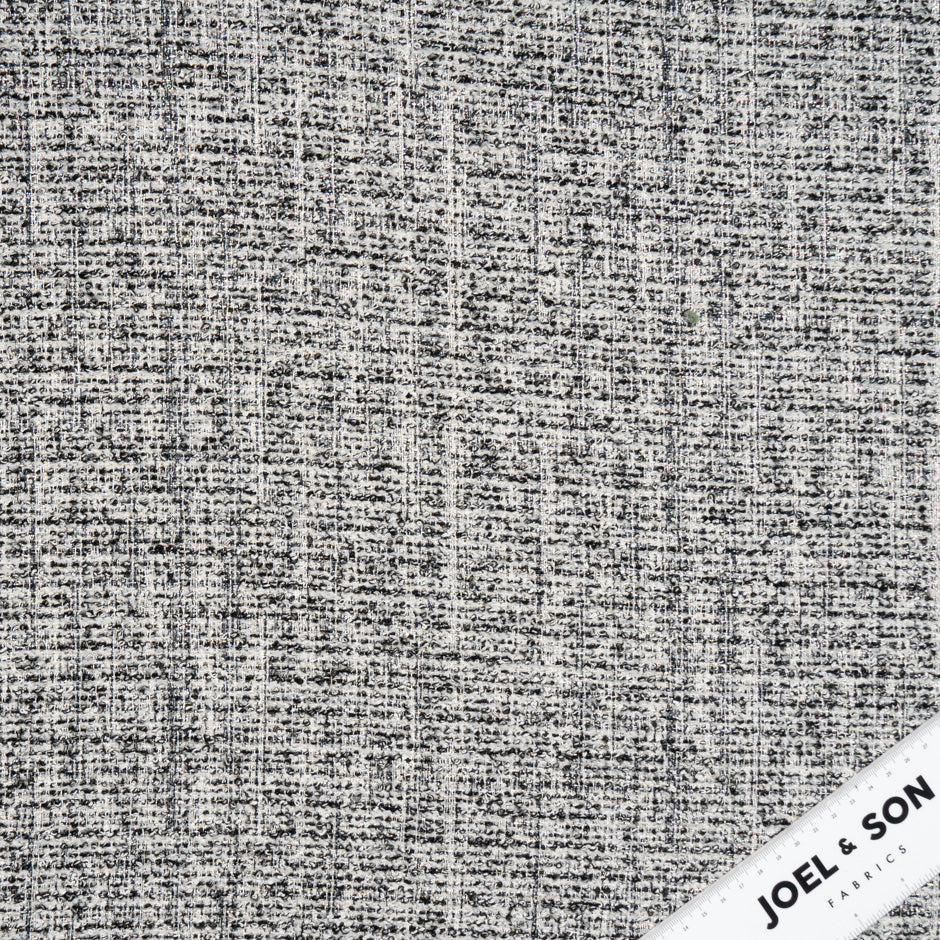 Ivory & Black Gold Metallic Mixed Fibre Bouclé