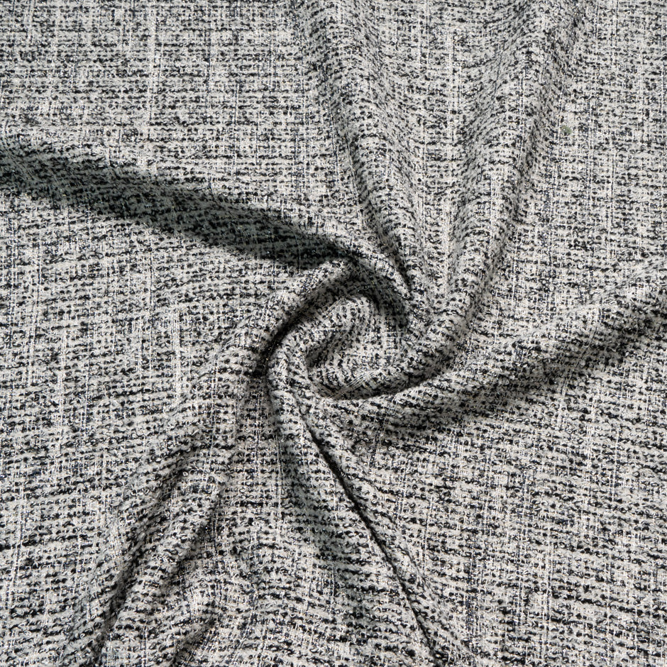 Ivory & Black Gold Metallic Mixed Fibre Bouclé