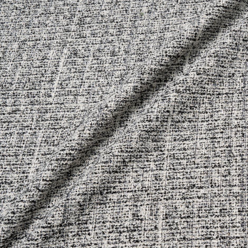 Ivory & Black Gold Metallic Mixed Fibre Bouclé