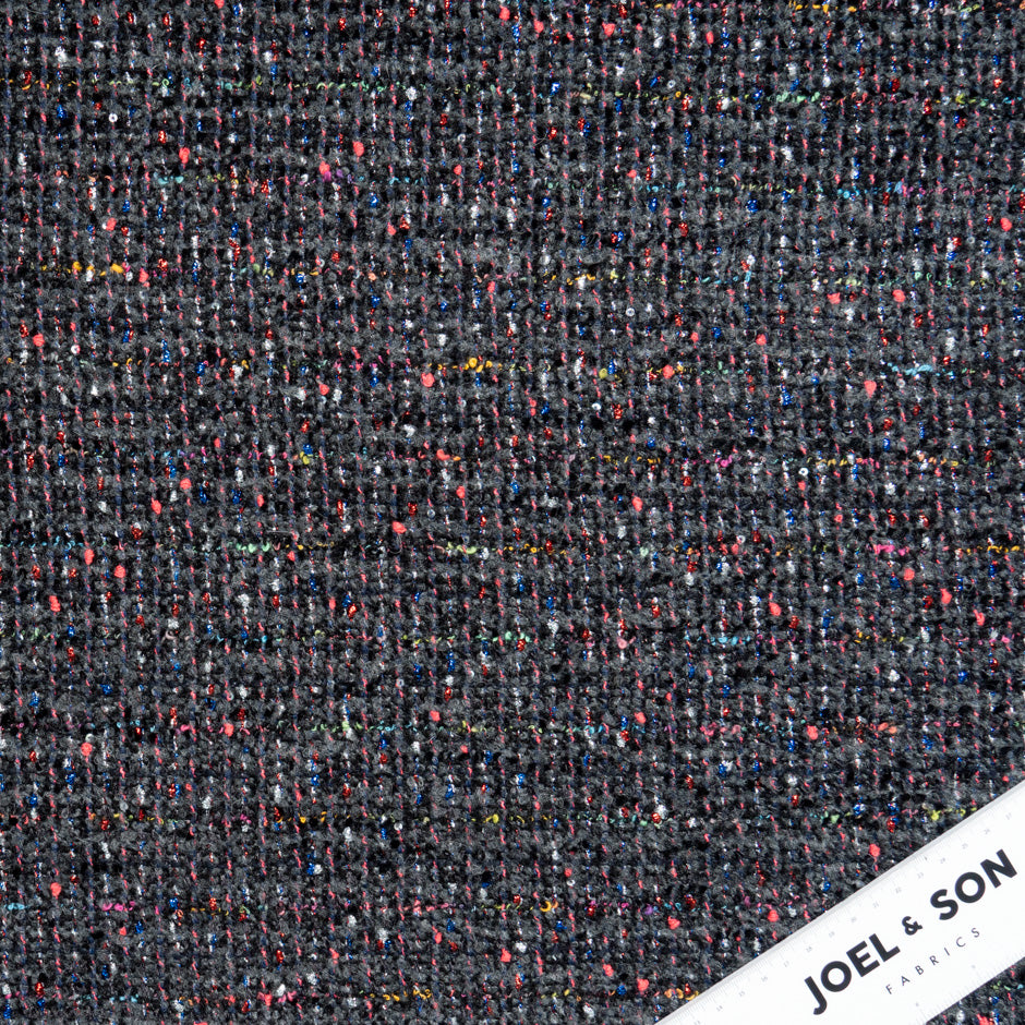 Multi-Coloured Metallic Black & Grey Bouclé