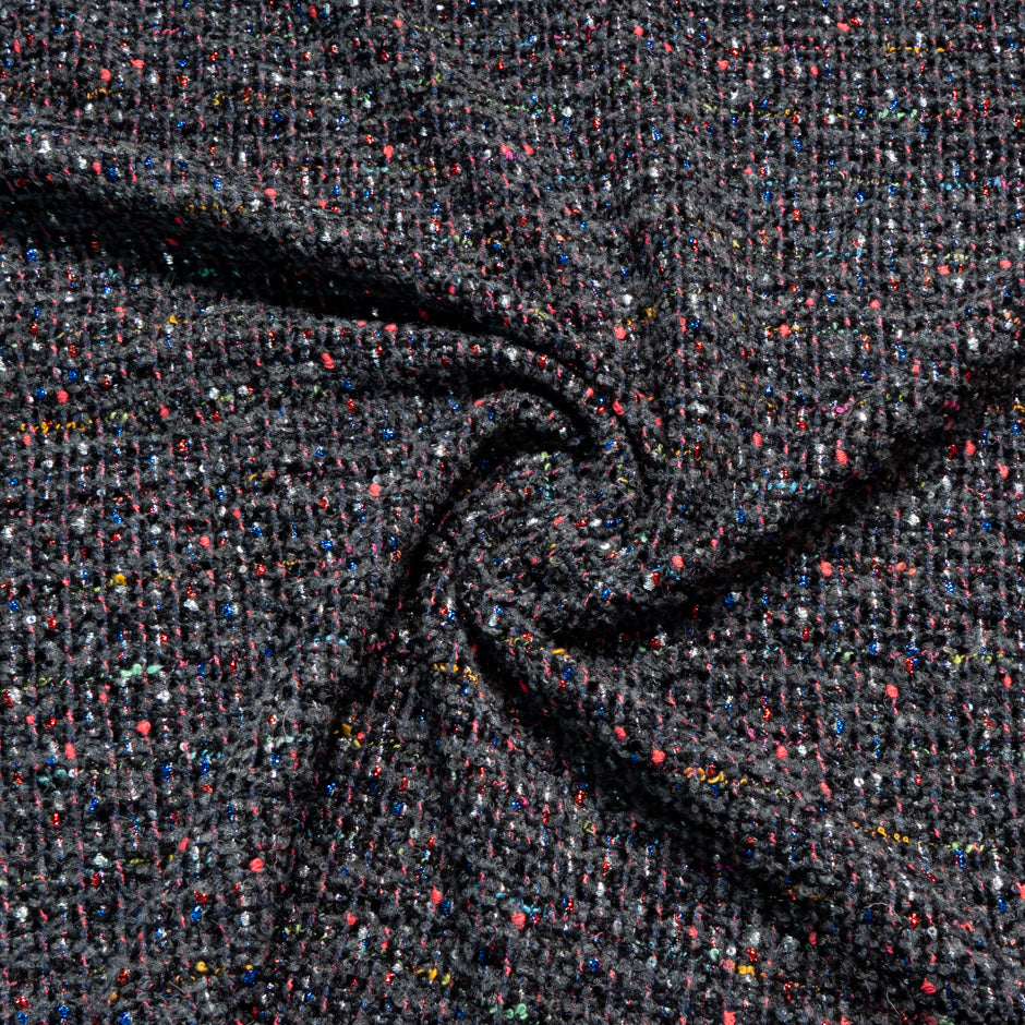 Multi-Coloured Metallic Black & Grey Bouclé