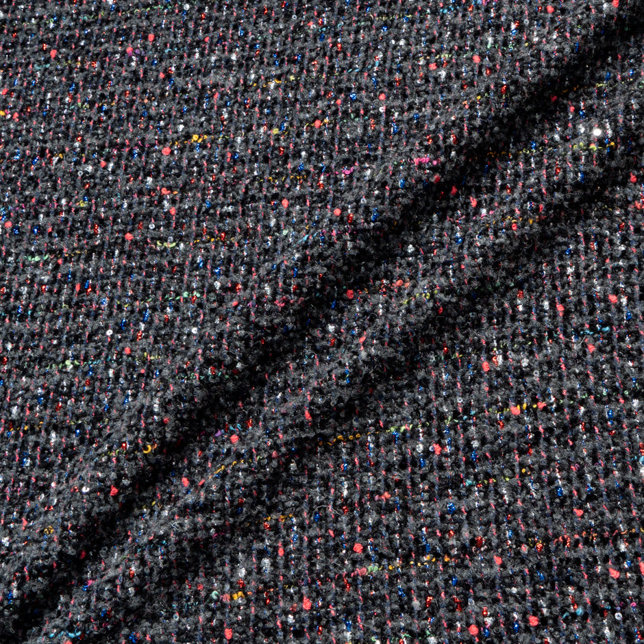 Multi-Coloured Metallic Black & Grey Bouclé