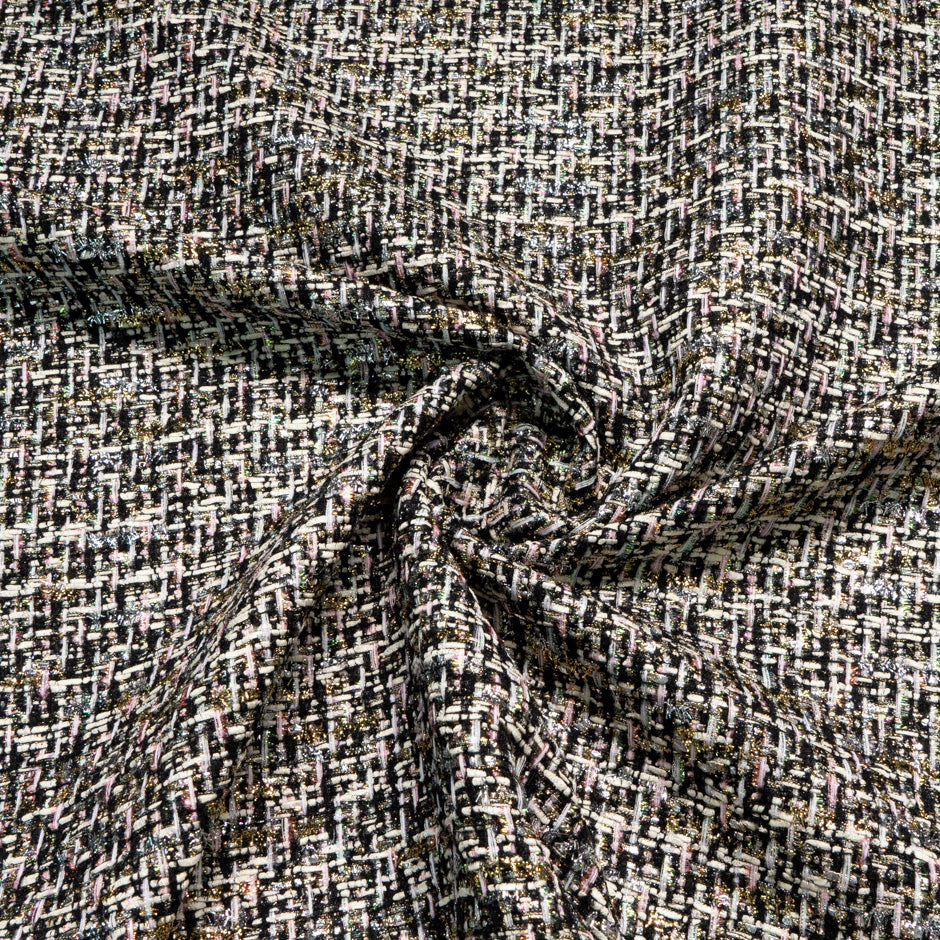 Pastel & Black Metallic Mixed Fibre Bouclé