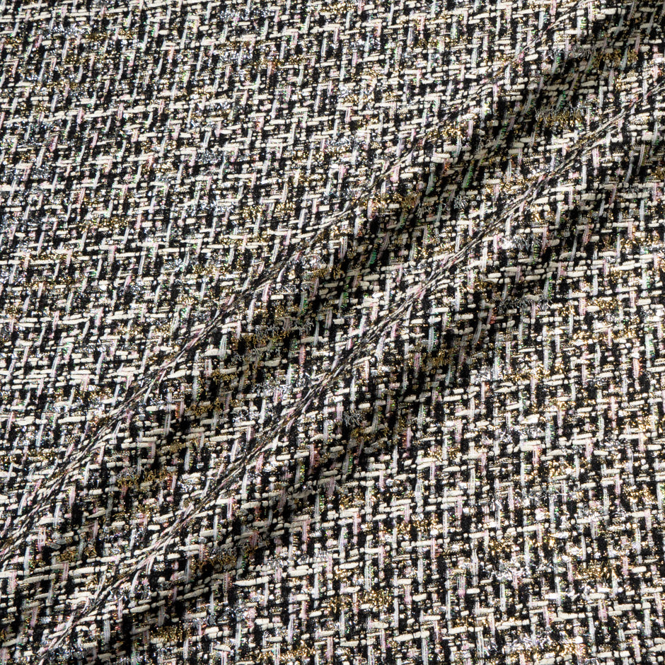 Pastel & Black Metallic Mixed Fibre Bouclé