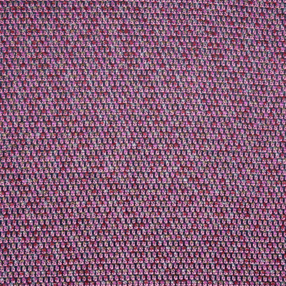 Deep Pink & Black Wool Blend Metallic Bouclé