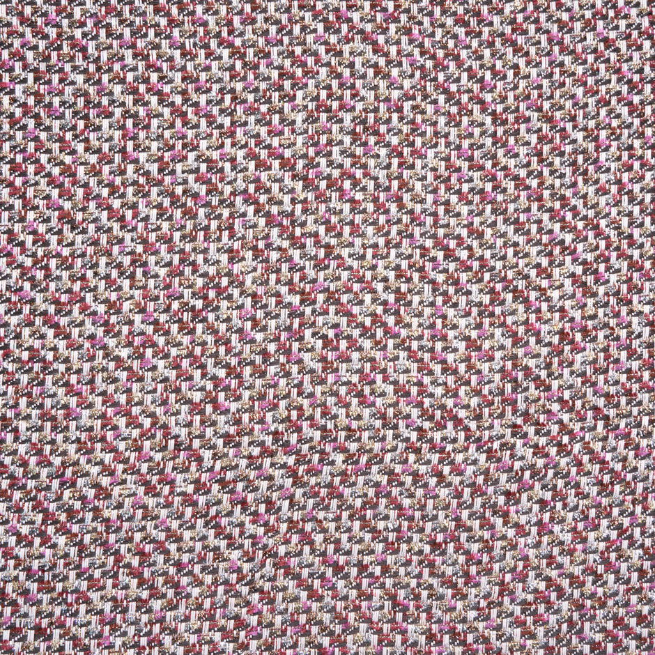 Cherry Pink & Brown Mixed Fibre Metallic Bouclé