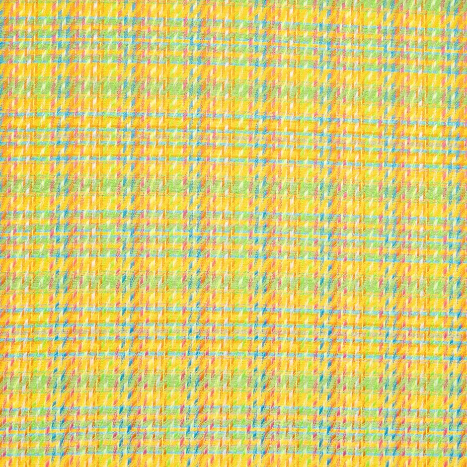 Multi-Coloured Yellow Cotton Blend Bouclé
