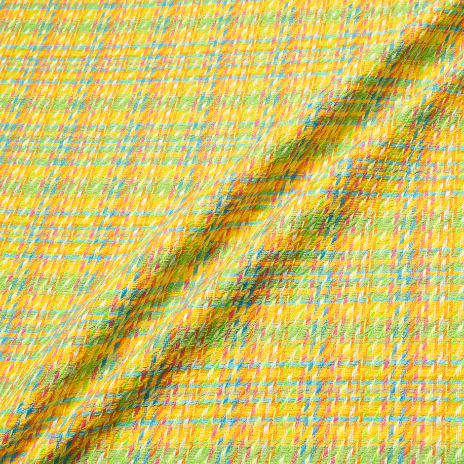 Multi-Coloured Yellow Cotton Blend Bouclé
