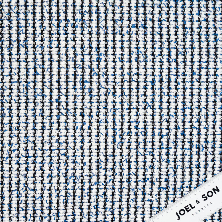 Black, Blue & White Mixed Fibre Bouclé