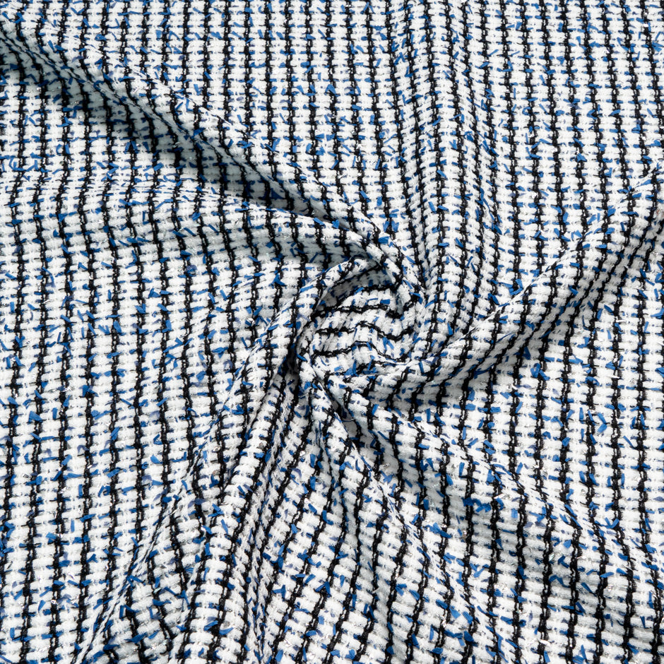 Black, Blue & White Mixed Fibre Bouclé