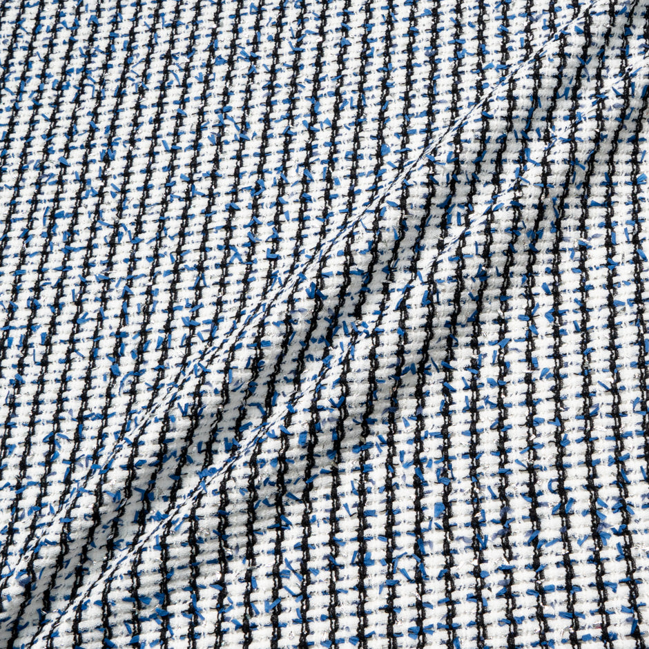 Black, Blue & White Mixed Fibre Bouclé