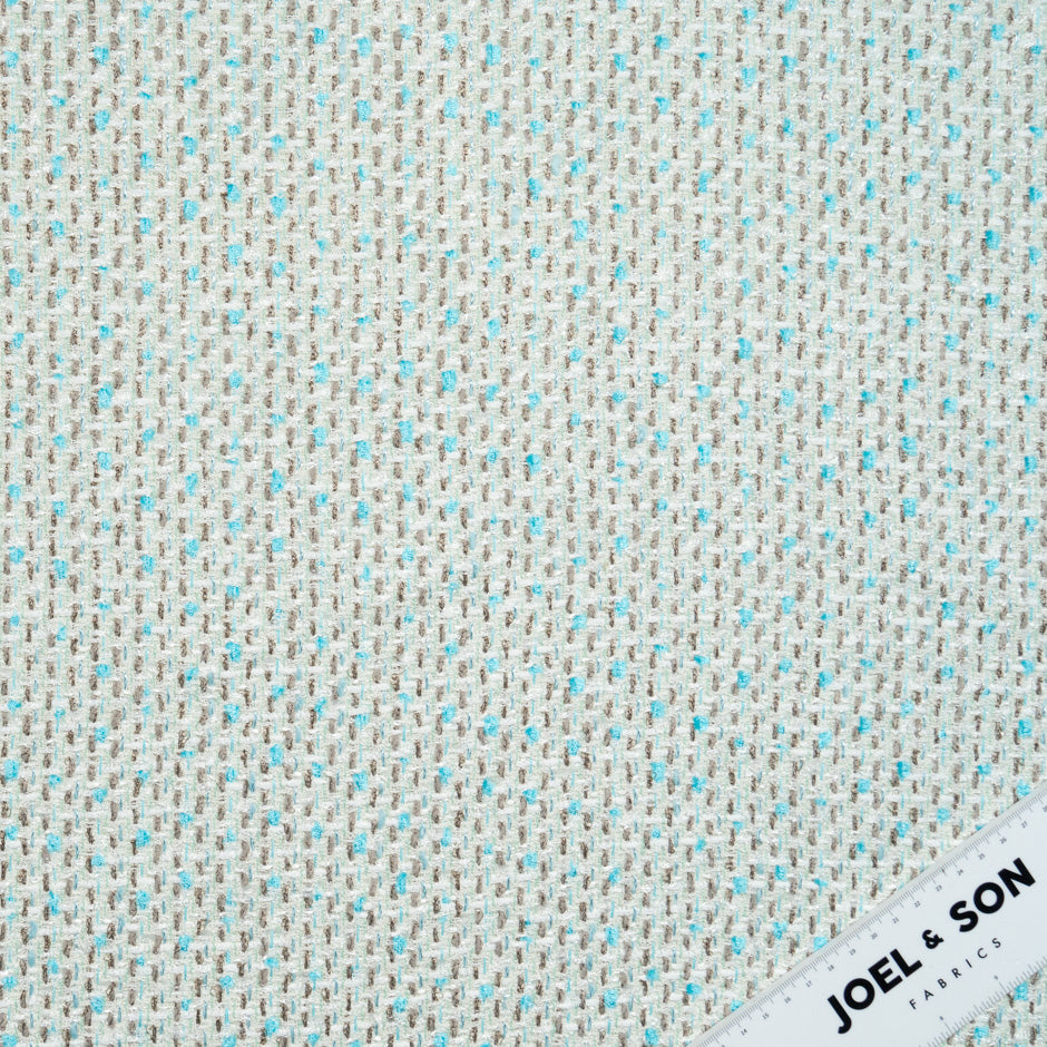 Turquoise & Taupe Tweed White Bouclé