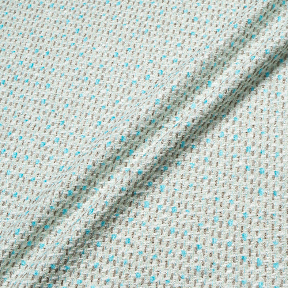 Turquoise & Taupe Tweed White Bouclé