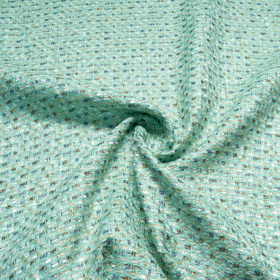 Turquoise Mixed Fibre Metallic Bouclé