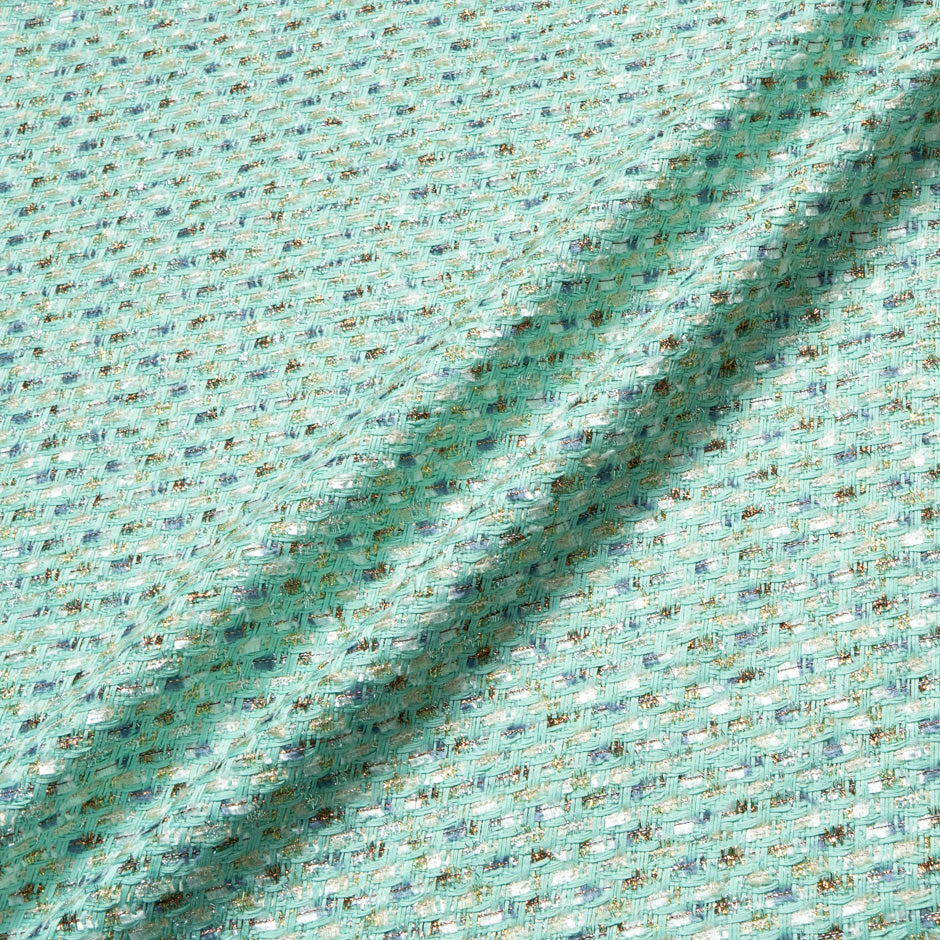 Turquoise Mixed Fibre Metallic Bouclé