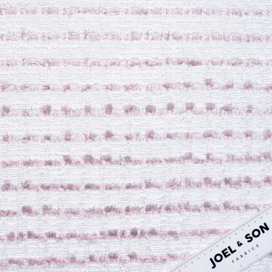 Metallic Pink & White Cotton Blend Bouclé
