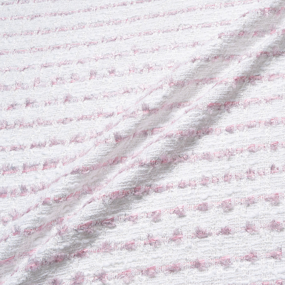 Metallic Pink & White Cotton Blend Bouclé