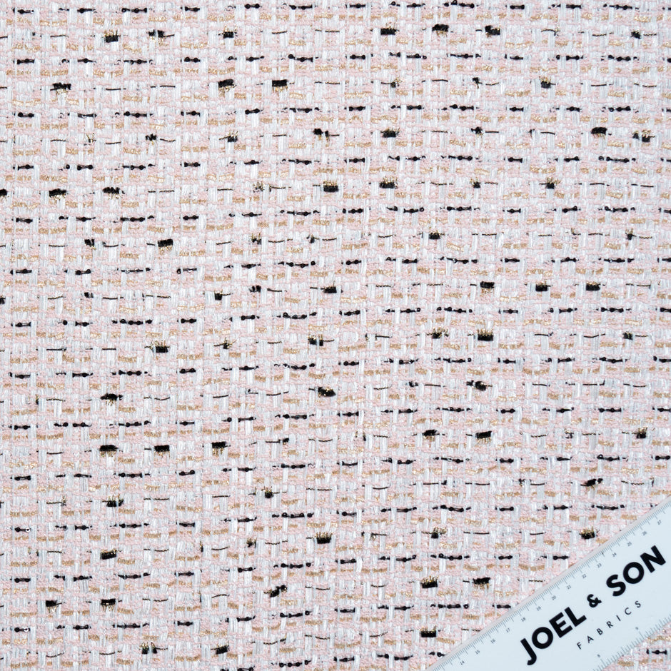 Pink, Black, Ivory Cotton Blend Metallic Bouclé