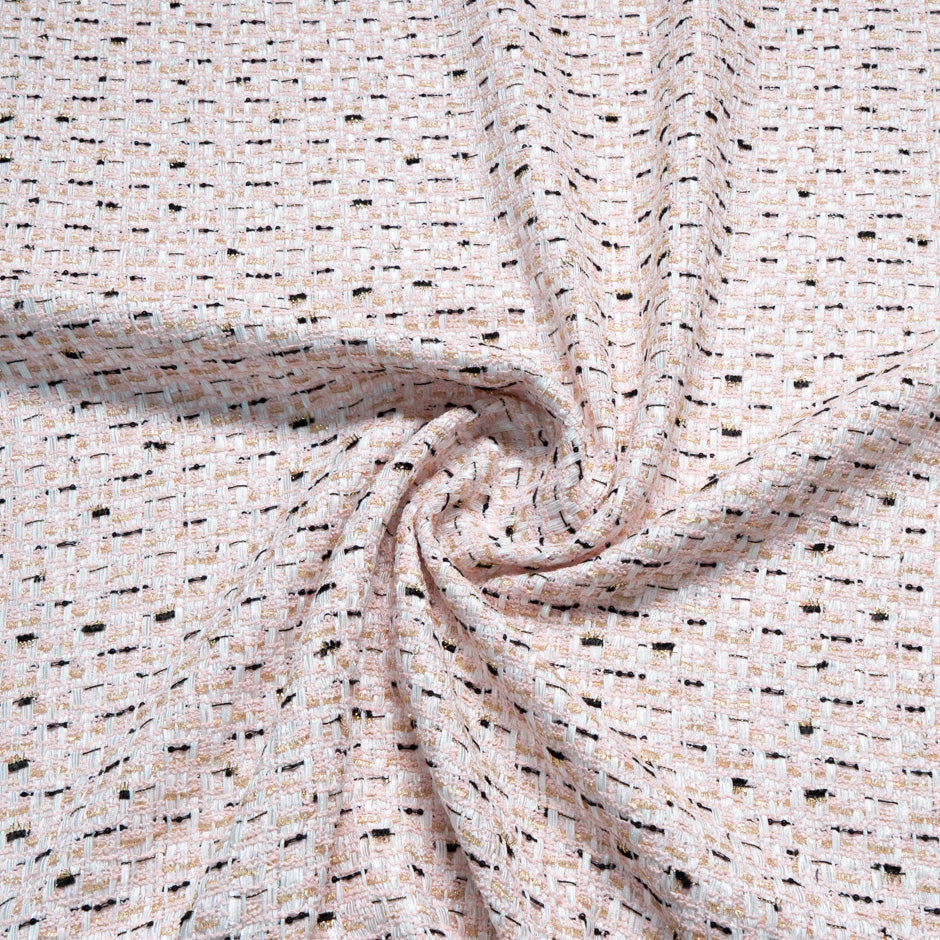Pink, Black, Ivory Cotton Blend Metallic Bouclé