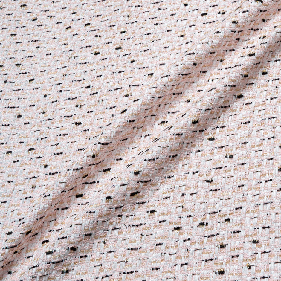 Pink, Black, Ivory Cotton Blend Metallic Bouclé