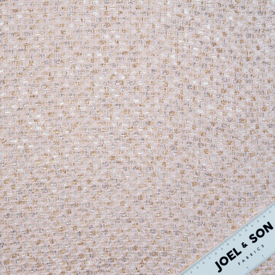 Pastel Pink Mixed Fibre Metallic Bouclé