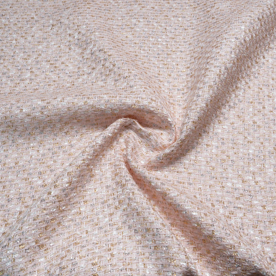 Pastel Pink Mixed Fibre Metallic Bouclé