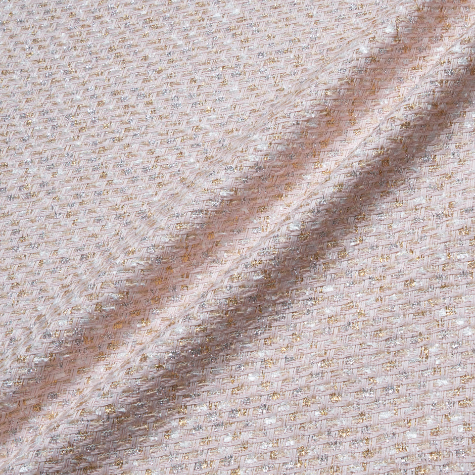 Pastel Pink Mixed Fibre Metallic Bouclé